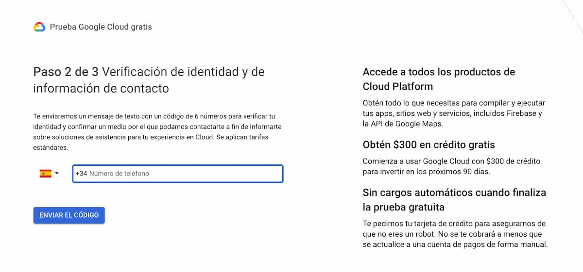Verificación de contacto de Google Cloud